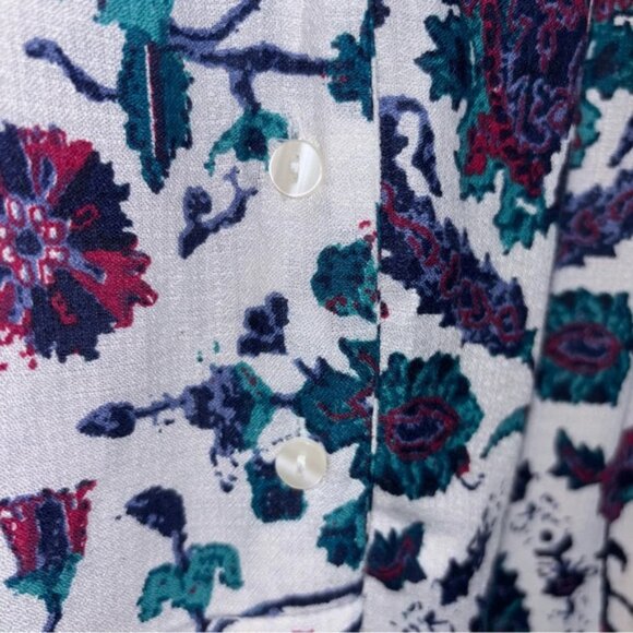 Lucky Brand Women's Large Floral Blouse Tunic Top Peasant Boho Long Sleeve Tie - Picture 6 of 10